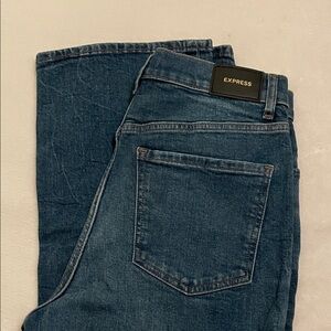 Express Women's Dark Blue 90's Boot Cut High Rise Denim Jeans Size 6R